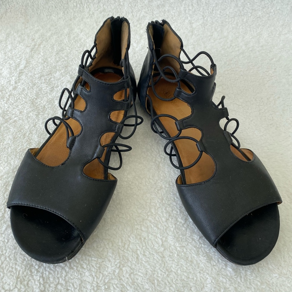 L'Amour Des Pieds Paris Demi Women's Shoes Sandals Black Leather Size 8.5